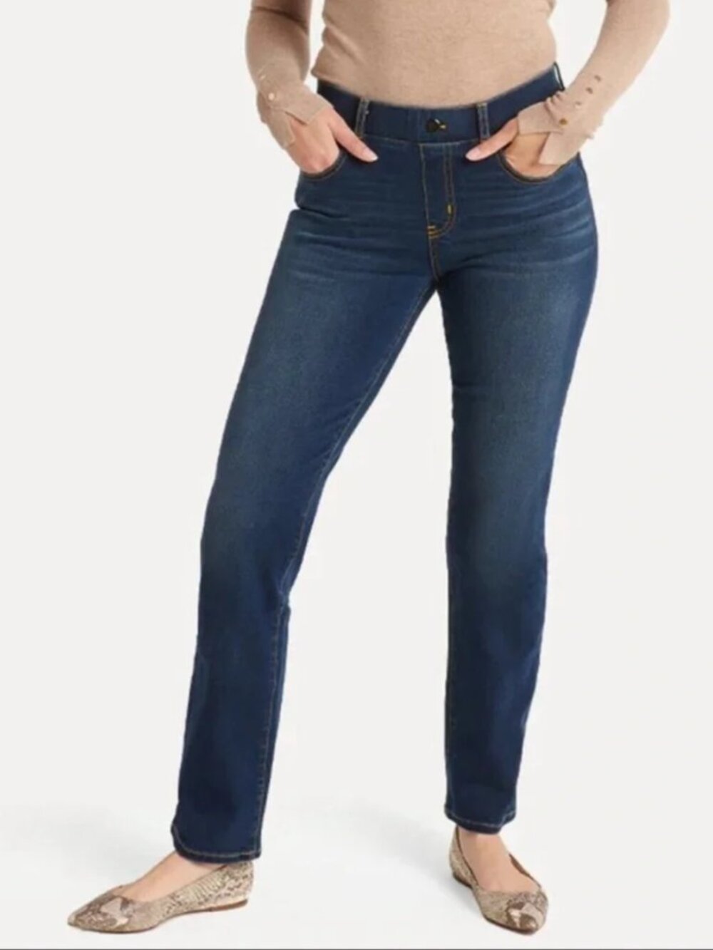 New Betabrand Dark Vintage Wash Straight Leg Yoga Denim Jeans 2X